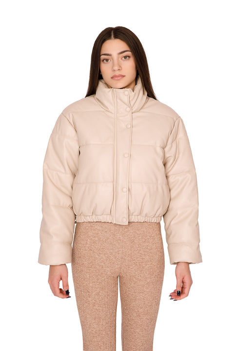 LEATHER EFFECT PUFFER JACKET