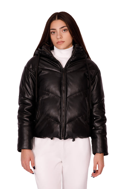 LEATHER EFFECT PUFFER JACKET