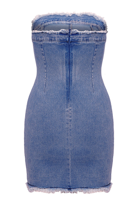 STRAPLESS DENIM DRESS