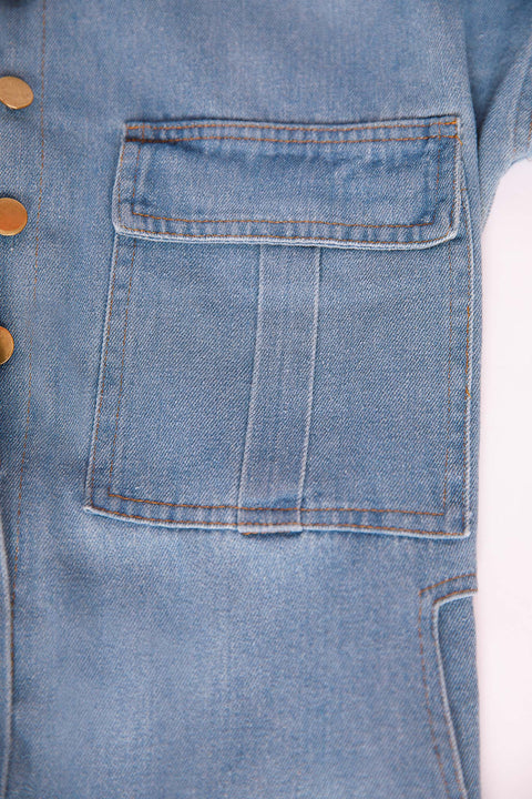 BELTED DENIM JUMPSUIT