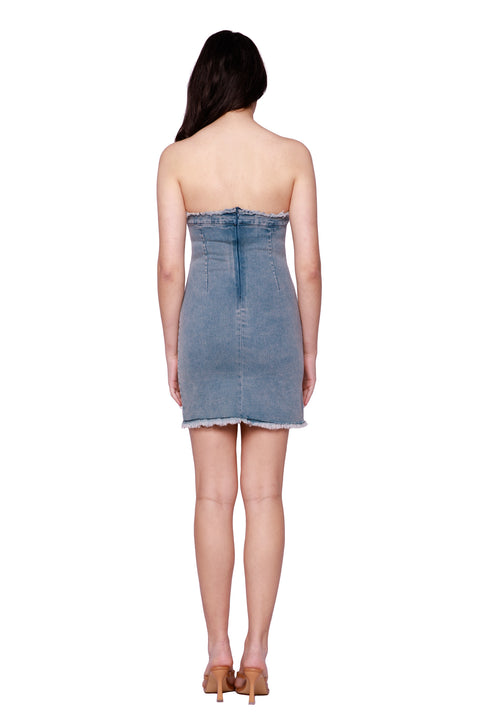 STRAPLESS DENIM DRESS