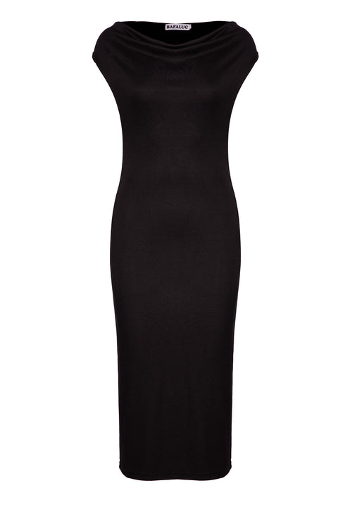 MIDI DRESS WITH A DRAPED NECKLINE