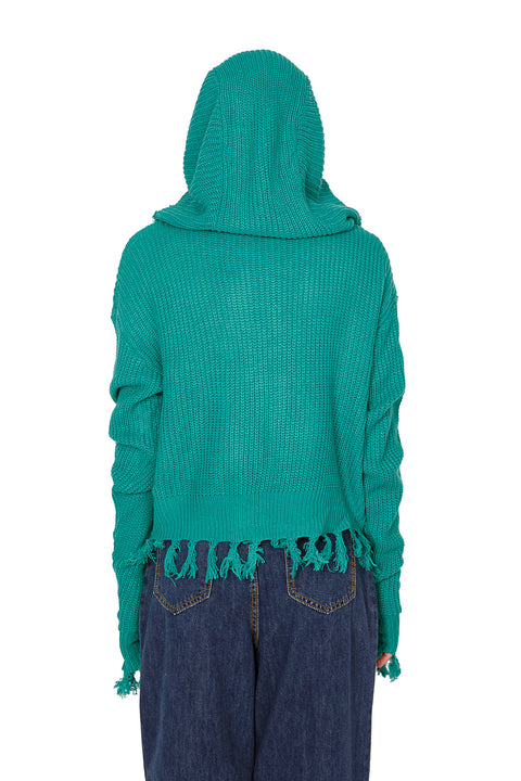 HOODED CARDIGAN WITH FRINGES