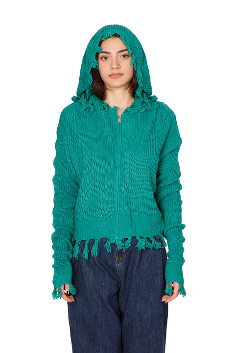 HOODED CARDIGAN WITH FRINGES