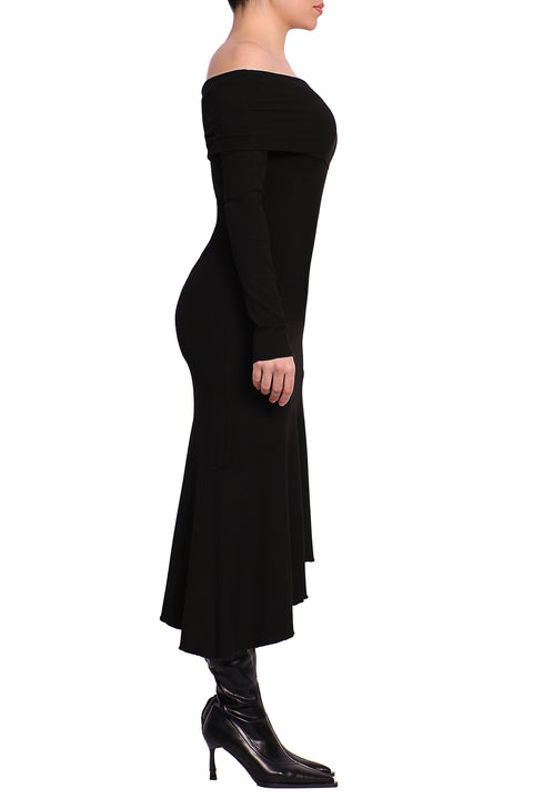 OFF-SHOULDER ASYMMETRICAL DRESS