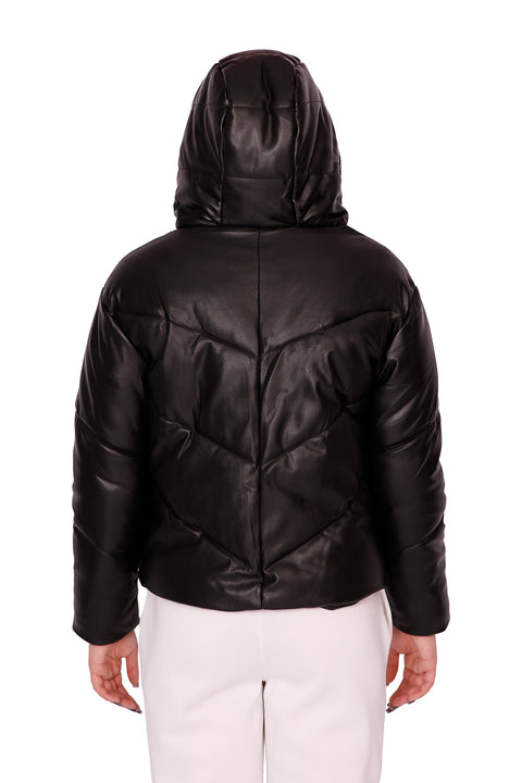 LEATHER EFFECT PUFFER JACKET