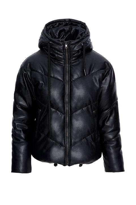 LEATHER EFFECT PUFFER JACKET