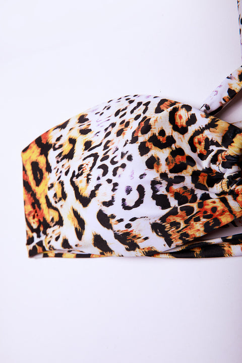 CRISS-CROSS LEOPARD BIKINI TOP
