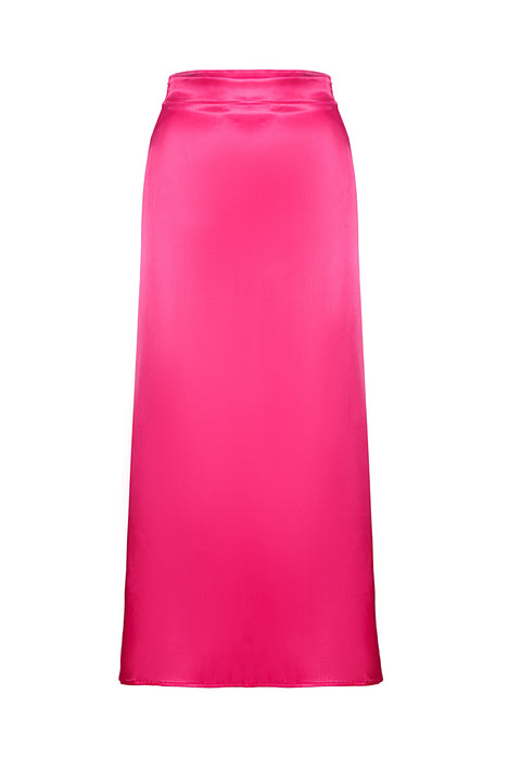 SATIN EFFECT MIDI SKIRT