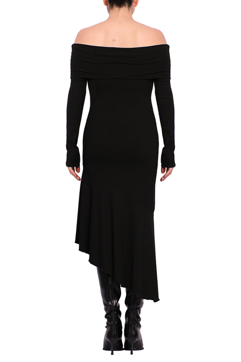 OFF-SHOULDER ASYMMETRICAL DRESS