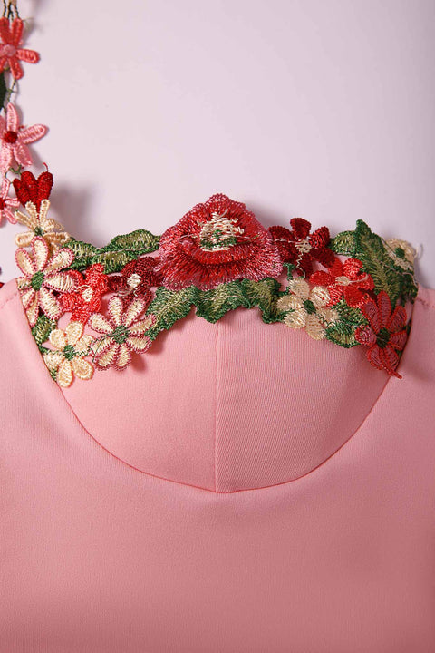 MIDI DRESS WITH EMBROIDERED FLOWERS