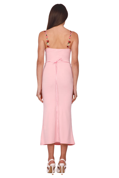 MIDI DRESS WITH EMBROIDERED FLOWERS
