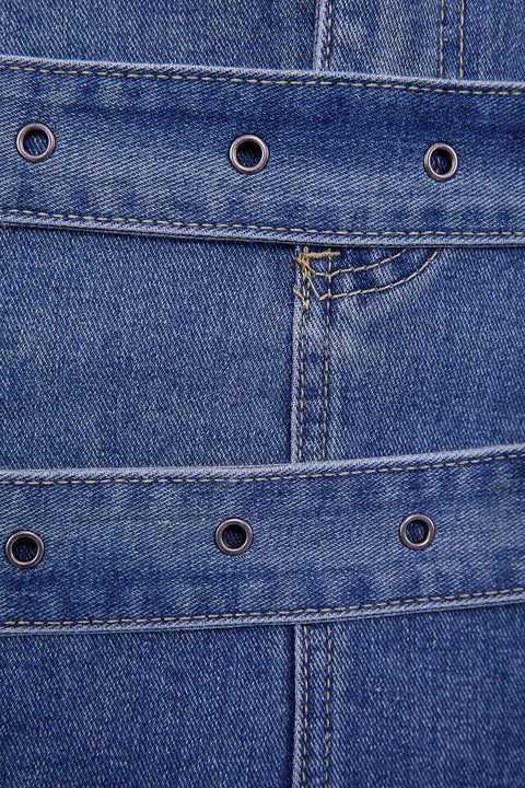 DENIM BELTED SKIRT