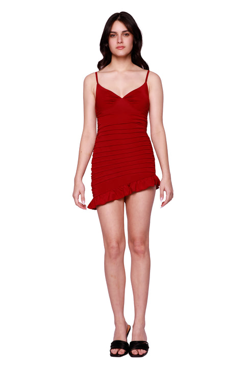 DRAPED DRESS WITH RUFFLED HEM