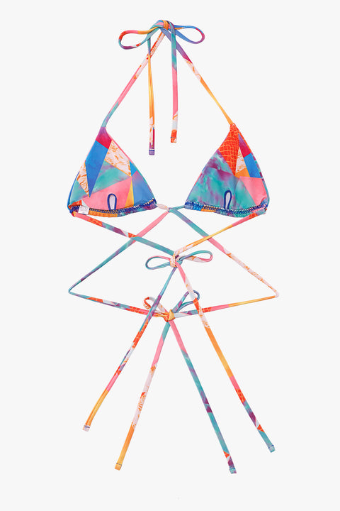 CRISS-CROSS BIKINI TOP WITH SHAPE PATTERN
