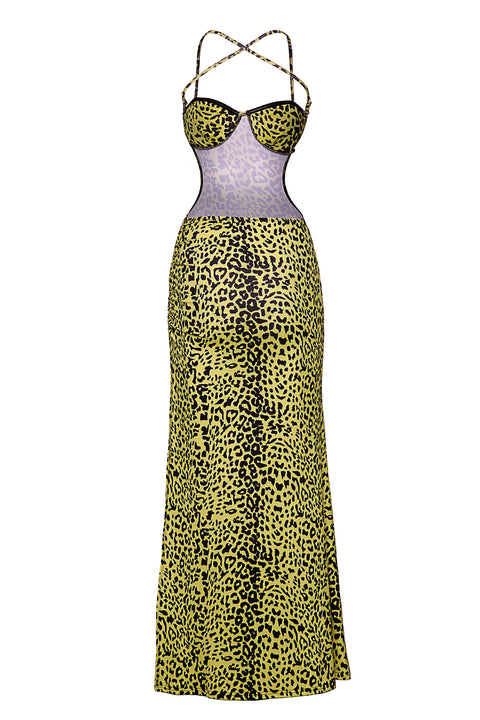 MAXI OPEN BACK LEOPARD DRESS
