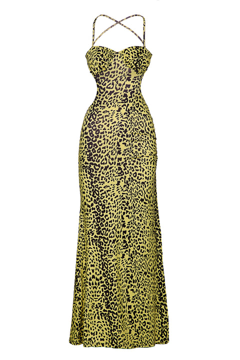 MAXI OPEN BACK LEOPARD DRESS