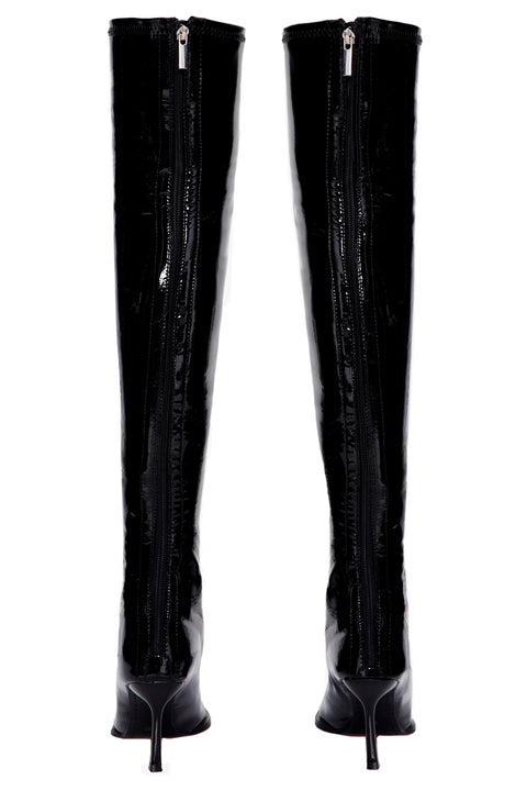 OVER THE KNEE PATENT LEATHER BOOTS