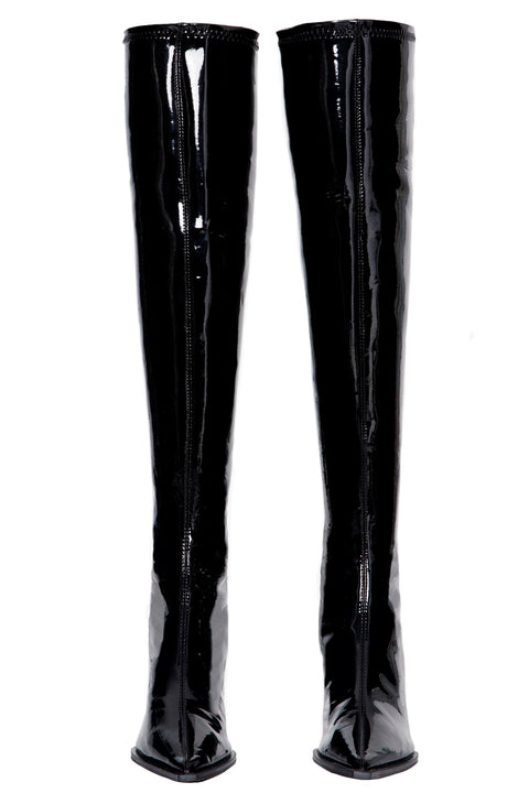 OVER THE KNEE PATENT LEATHER BOOTS