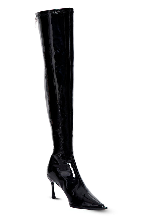OVER THE KNEE PATENT LEATHER BOOTS