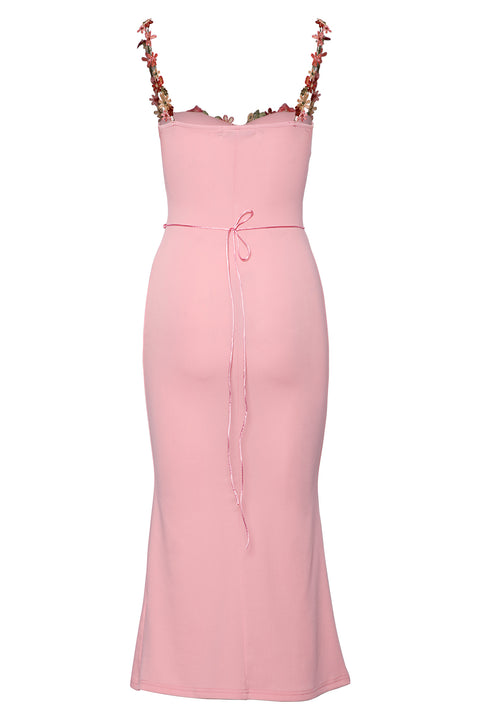 MIDI DRESS WITH EMBROIDERED FLOWERS