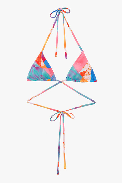 CRISS-CROSS BIKINI TOP WITH SHAPE PATTERN