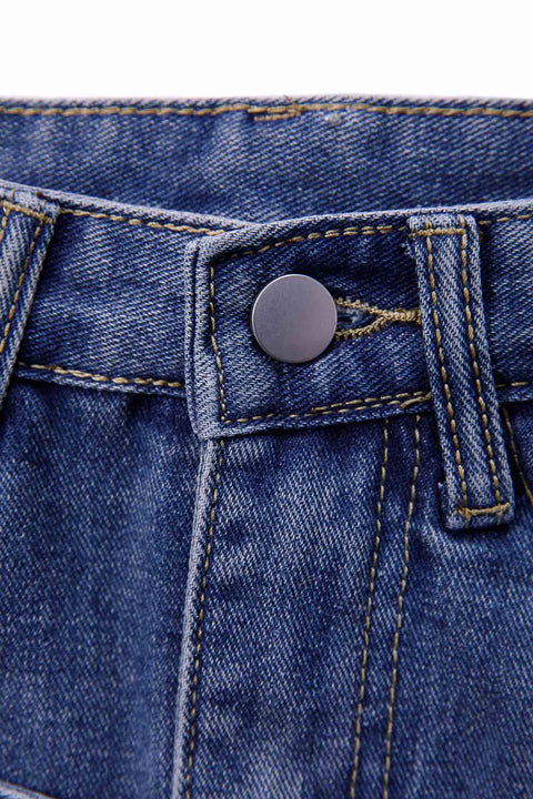 DENIM BELTED SKIRT