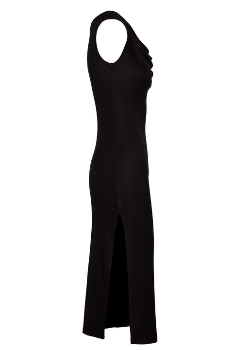MIDI DRESS WITH A DRAPED NECKLINE