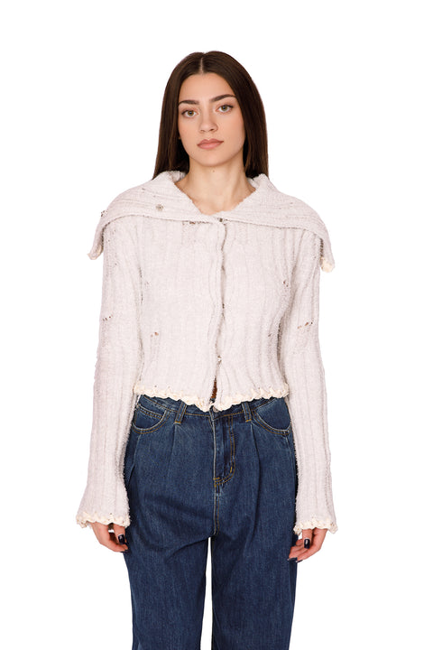 WIDE COLLAR CARDIGAN