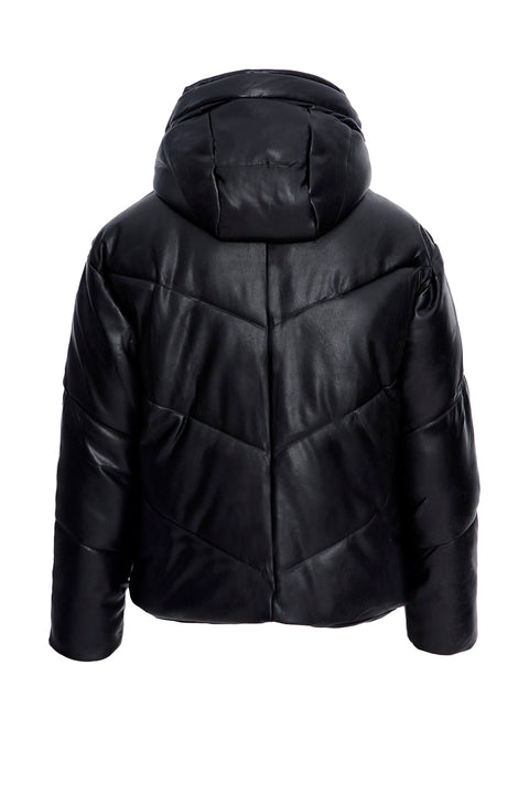 LEATHER EFFECT PUFFER JACKET