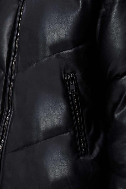 LEATHER EFFECT PUFFER JACKET