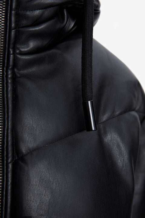 LEATHER EFFECT PUFFER JACKET
