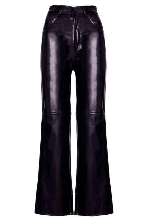 LEATHER EFFECT TROUSERS