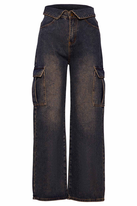 JEANS WITH FOLDED WAIST