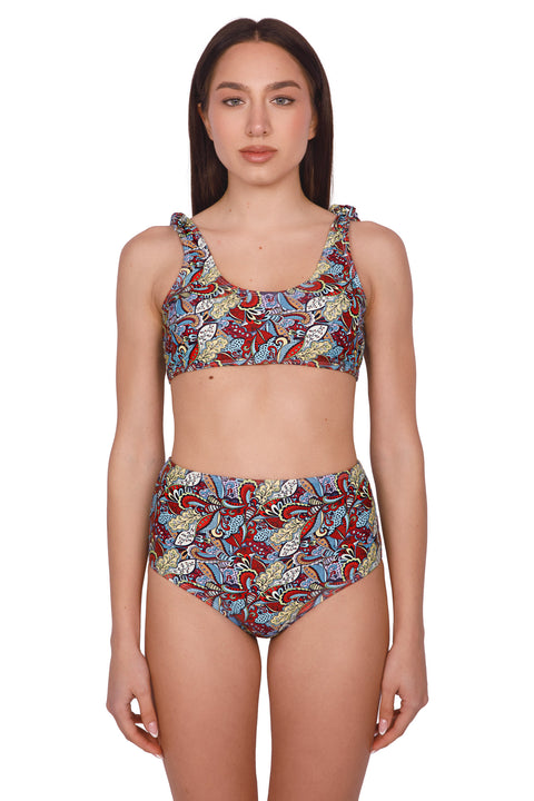 PATTERNED BIKINI TOP WITH KNOTS