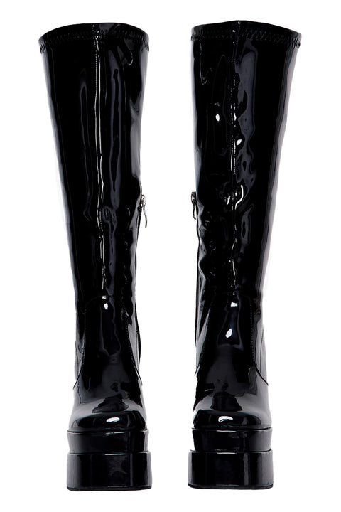 PATENT LEATHER PLATFORMS BOOTS