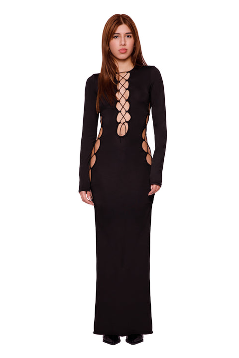 LACE-UP MAXI DRESS