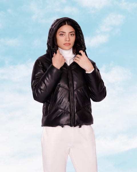 LEATHER EFFECT PUFFER JACKET