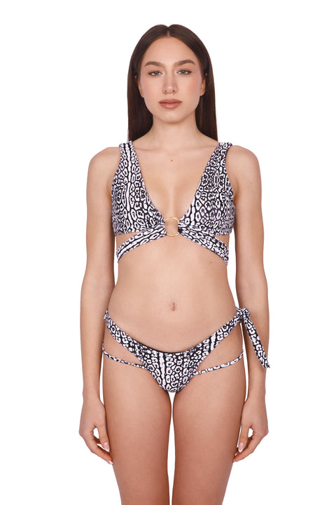 CRISS-CROSS LEOPARD BIKINI TOP