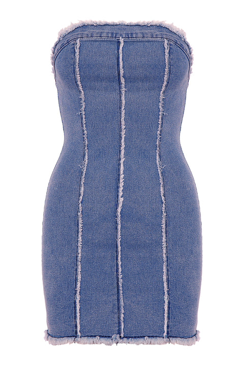 STRAPLESS DENIM DRESS